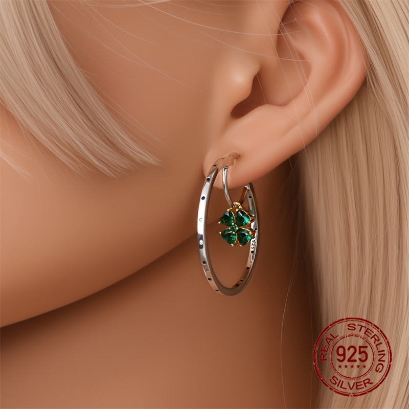 S925 Sterling Silver Clover Ladybug Earrings & Double Layer Hypoallergenic